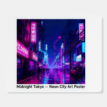 Mitternacht Tokio — Neon Cyberpunk Kunstposter
