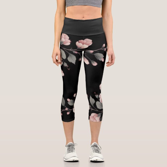 Mitternacht Tropics Capri Leggings (Vorderseite)