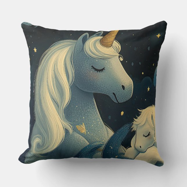 Mitternacht Unicorn Slumber Party Kissen (Vorderseite)