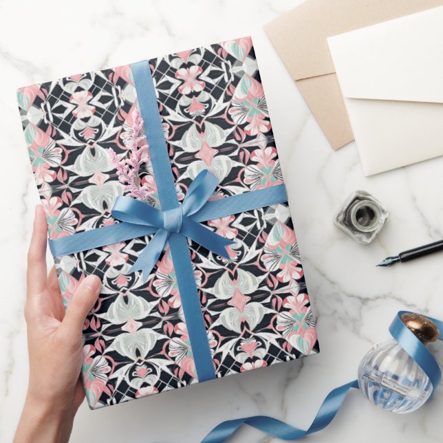 Mitternacht Valentinstag Wrapping Paper Geschenkpapier (Schenken)