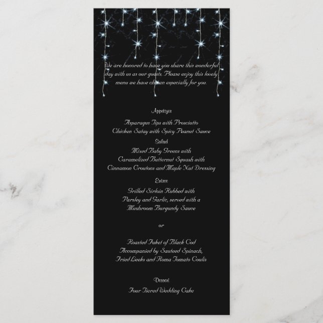 Mitternacht Vineyard Wedding Menu Menükarte (Vorderseite)
