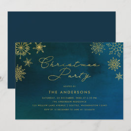 Mitternacht Wasserfarbe Gold Snowflake Weihnachten Einladung