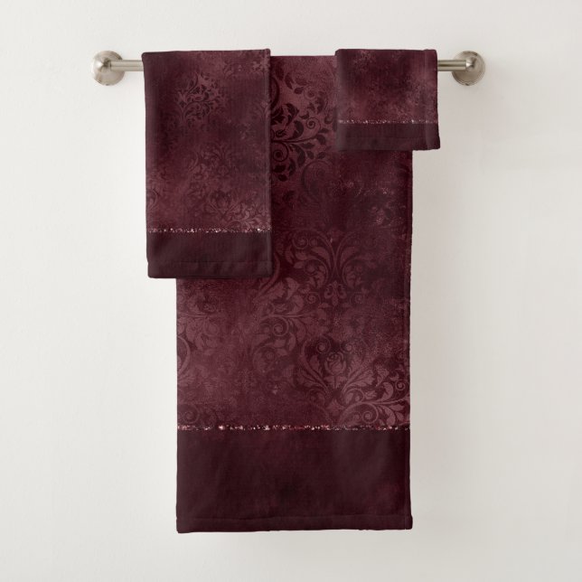 Mitternacht Wein Romance | Dunkler Satiny Grunge D Badhandtuch Set (Insitu)