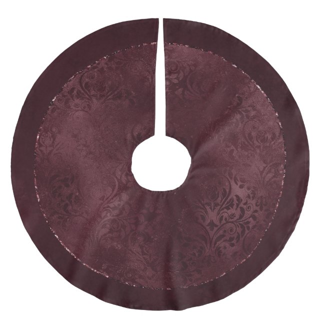 Mitternacht Wein Romance | Dunkler Satiny Grunge D Polyester Weihnachtsbaumdecke (Vorderseite)