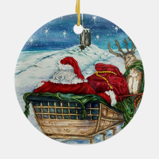 Mitternacht Zauberhafte Unterwasserwelt Santa Kera Keramik Ornament (Hinten)