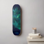 *~* Mitternachter blauer Himmel Kosmische Smarald  Skateboard<br><div class="desc">* Energetisch Enhanced Magical Mystical Cosmic Celestial Bohemisch Sinti und Roma Rustic atemberaubend schöne Midnight Navy Blue Watercolor Himmelshintergrund und funkelnde Himmelskosmie Federdesign. Die zauberhafte Feder ist sehr leicht und flüsternd. * Passen Sie an / Personalisieren Sie Ihre INITIALE / MONOGRAMM oder NAME. Verwenden Sie den Designer auch, um mit...</div>