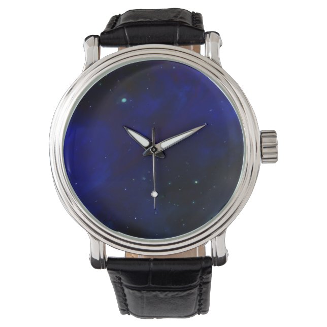 Mitternachter blauer Himmel mit Sternen Armbanduhr (Vorderseite)