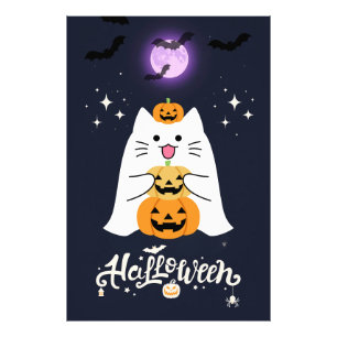 Mitternachtlich verzauberter Halloween-Kater – Gru Fotodruck