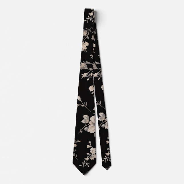 Mitternächtliche Blumen-Eleganz Krawatte (Vorderseite)