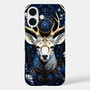 Mitternächtliche himmlische florale gotische Hirsc iPhone 16 Hülle
