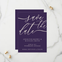 Mitternachtlila Save The Date Kalligrafie