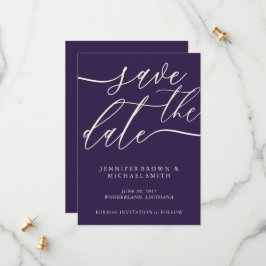 Mitternachtlila Save The Date Kalligrafie