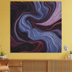 Mitternachts-Amethyst-Marmor-Strudel Lila Blau Flu Leinwanddruck
