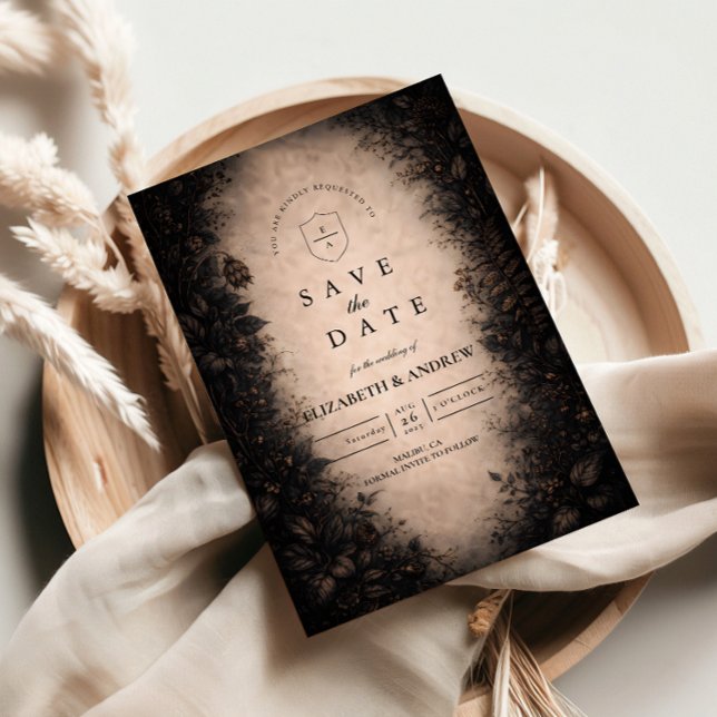 Mitternachts-Botanical-Gothic-Hochzeit Save The Date (Von Creator hochgeladen)