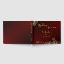 Mitternachts-Burgund & Goldene Florale Hochzeit
