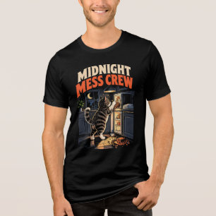 Mitternachts- Chaos-Crew Lustige Katze überfällt d Tri-Blend Shirt