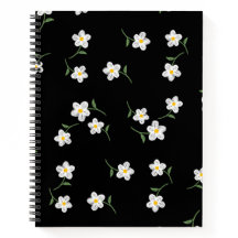 Mitternachts-Daisy-Blumen-Notizbuch | Handgezeichn