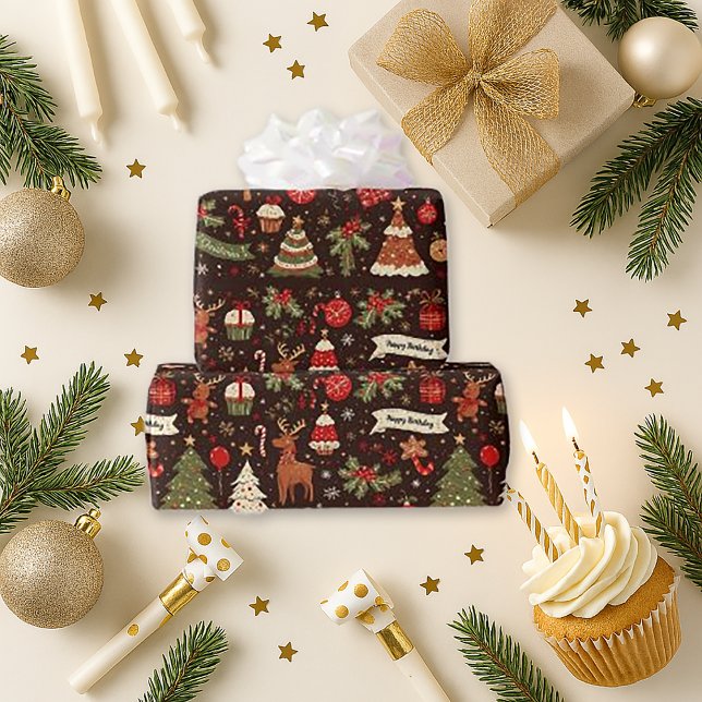Mitternachts-Geburtstags-Weihnachten Geschenkpapier (Von Creator hochgeladen)