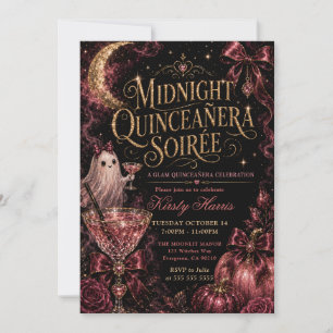 Mitternachts-Geister-Halloween-Quinceanera Einladung