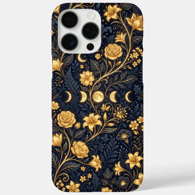 Mitternachts-Gold-Botanikblüte iPhone 16 Pro Max Hülle (Rückseite)