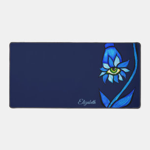 Mitternachts-Gothic-Eye-Blume - Dunkelblaue Botani Schreibtischunterlage