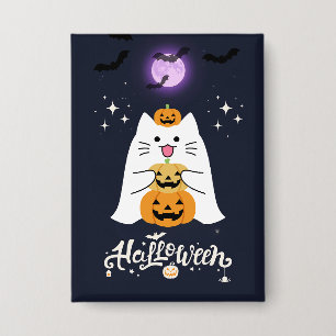 Mitternachts-Halloween-Katze – Gruselige und süße Button