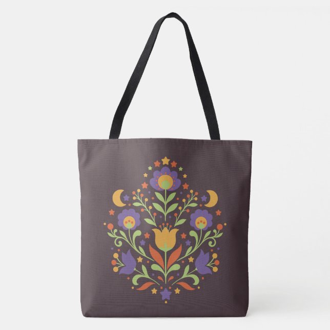 Mitternachts-Himmel-Folk-Garten Tasche (Vorderseite)