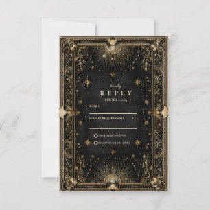 Mitternachts-Himmlische Luxus-Hochzeit RSVP Karte
