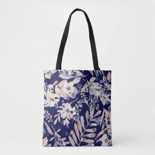 Mitternachts Indigo Eukalyptus und Blaubeer Botani Tasche (Vorderseite)