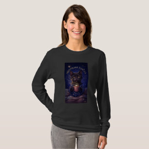 Mitternachts-Kakao-Schwarze-Katze-Langarm-T-Shirt T-Shirt