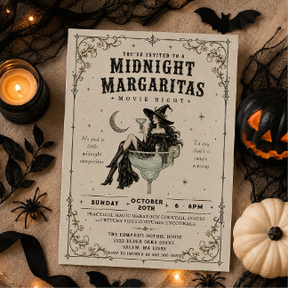 Mitternachts-Margaritas-Gothic-Hexen-Halloween-Par Einladung