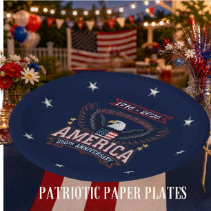 Mitternachts-Marine USA 250-Jahres-Feier  Pappteller