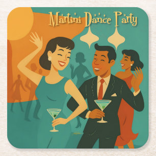 Mitternachts-Martini-Tanzparty Rechteckiger Pappuntersetzer