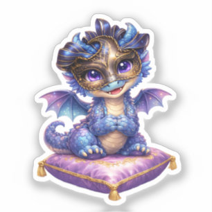 Mitternachts-Masken-Drache Sticker im Die-Cut-Desi