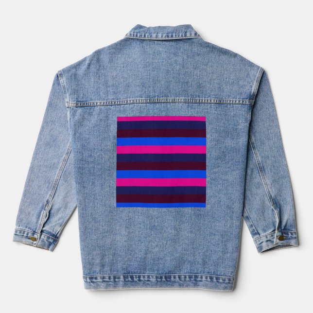 Mitternachts Neonstreifen Jeansjacke (Rückseite)