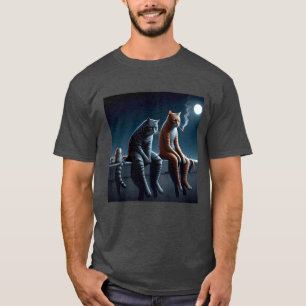 Mitternachts-Rauchkatzen-Meme-Art-Fun-Mood-T-Shirt T-Shirt
