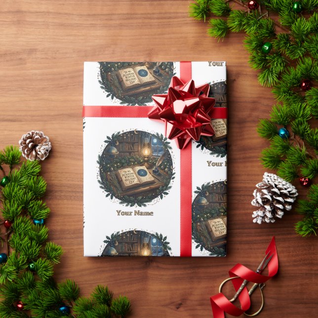 Mitternachts-Schnee Open Book Geschenkpapier (Feiertagsgeschenk)