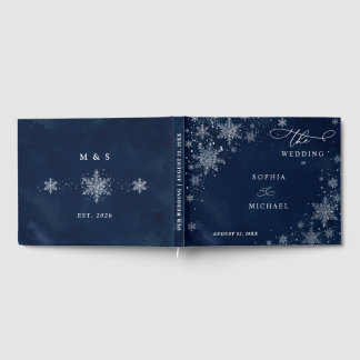 Mitternachts-Schneeflocken Winter Hochzeitsgästebu Gästebuch