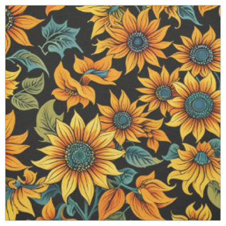 Mitternachts-Sonnenblumen-Musterstoff | Goldene Bl Stoff