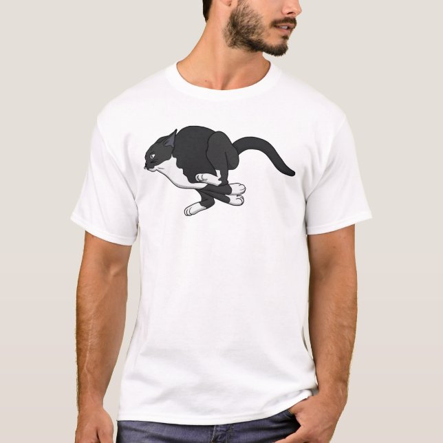 Mitternachts-Sprung Noir Katze T-Shirt (Vorderseite)