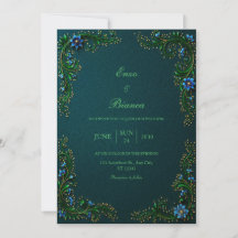 Mitternachts-Teal-vergoldete-Blüten-Hochzeit