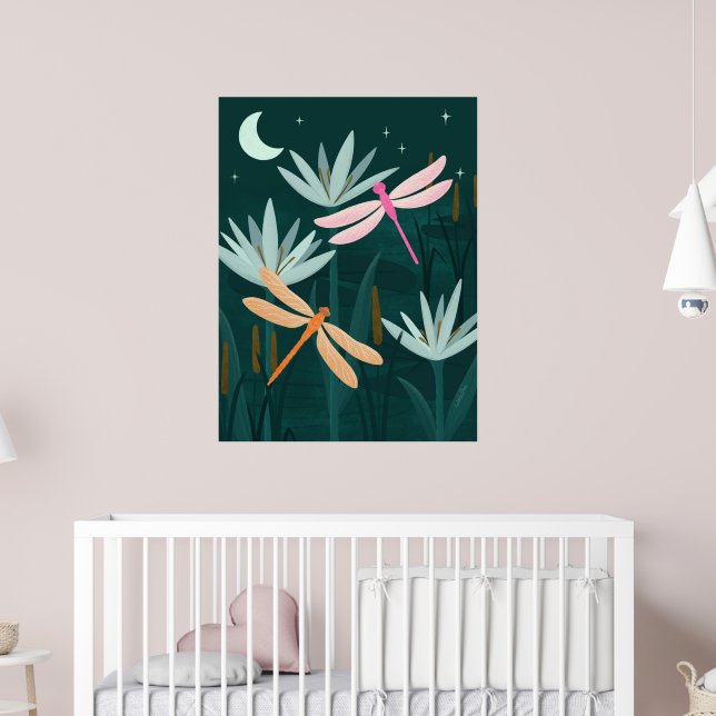 Mitternachts-Teich-Libellen Wandkunst - Poster (Kinderzimmer 2)