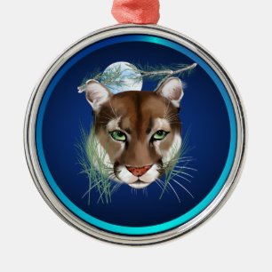 MitternachtsBerglöwe-Verzierung Silbernes Ornament