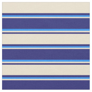 Mitternachtsblau, Beige und blaues Muster Stoff