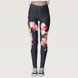 Mitternachtsblau, lebhaft Rosa Orchid Leggings
