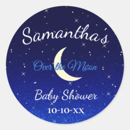 Mitternachtsblau über dem Mond Babydusche Runder Aufkleber
