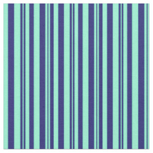 Mitternachtsblau und Aquamarine - farbige Streifen Stoff