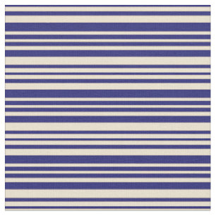 Mitternachtsblau und Beige Streifen/Linienmuster Stoff