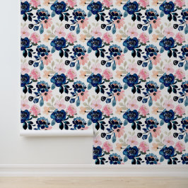 Mitternachtsblau und Rosa Tapete