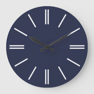 Mitternachtsblau und weiße Linien, Wall Clock Große Wanduhr